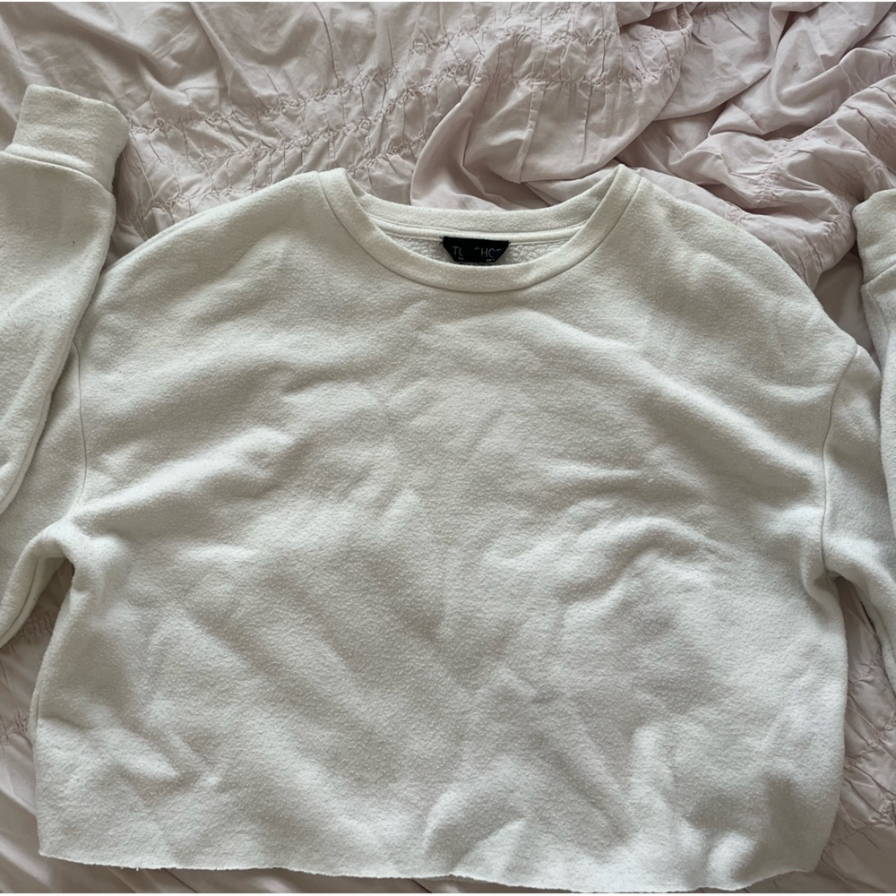 Topshop White Sweater Cropped Cozy